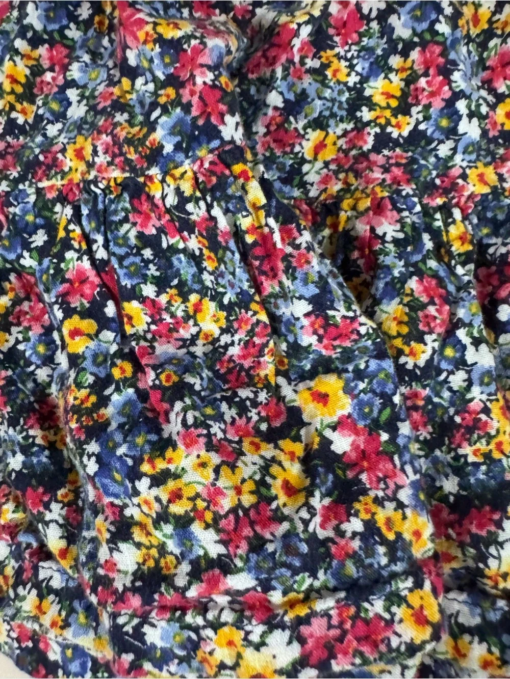 Old Navy Navy Floral Tiered Mini Skirt with Pink, Yellow and White Flowers